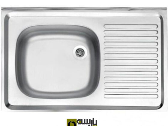 سینک پرسی معمولی سایز 0.4*50*80 استیل البرز برند ساحل تک لگن